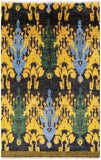 Ikat Hand Knotted Area Rug - 5' 2" X 8' 1" - Golden Nile