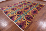 Ikat Hand Knotted Wool Area Rug - 8' 10" X 11' 7" - Golden Nile