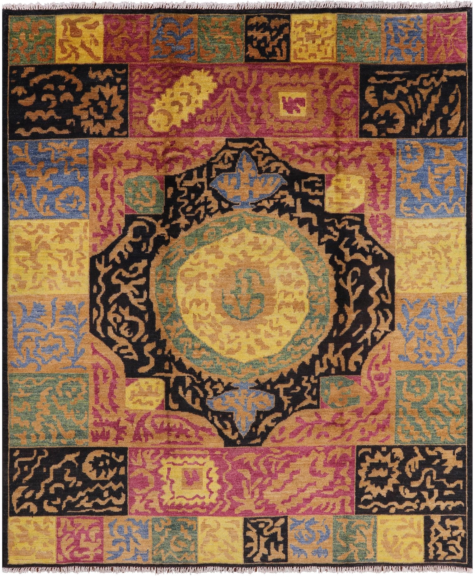 Persian Gabbeh Hand Knotted Wool Area Rug - 8' 3" X 9' 8" - Golden Nile