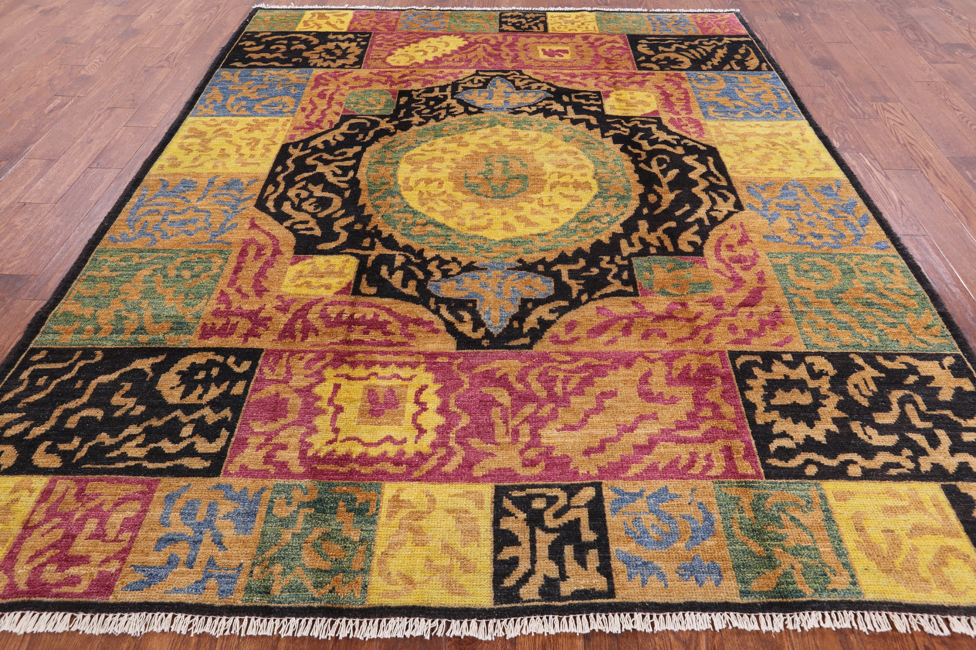 Persian Gabbeh Hand Knotted Wool Area Rug - 8' 3" X 9' 8" - Golden Nile