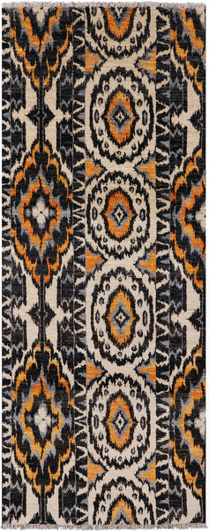 Ikat Hand Knotted Wool Runner Rug - 4' 0" X 10' 3" - Golden Nile