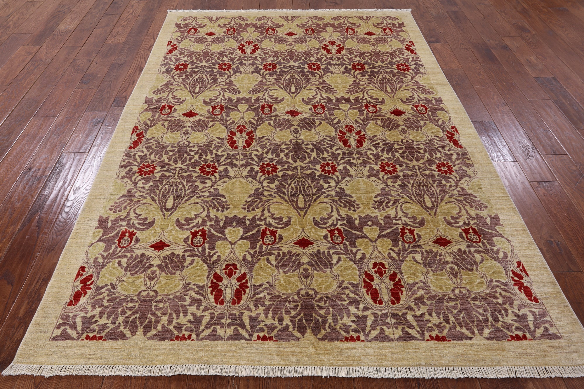 William Morris Handmade Wool Area Rug - 6' 1" X 8' 10" - Golden Nile