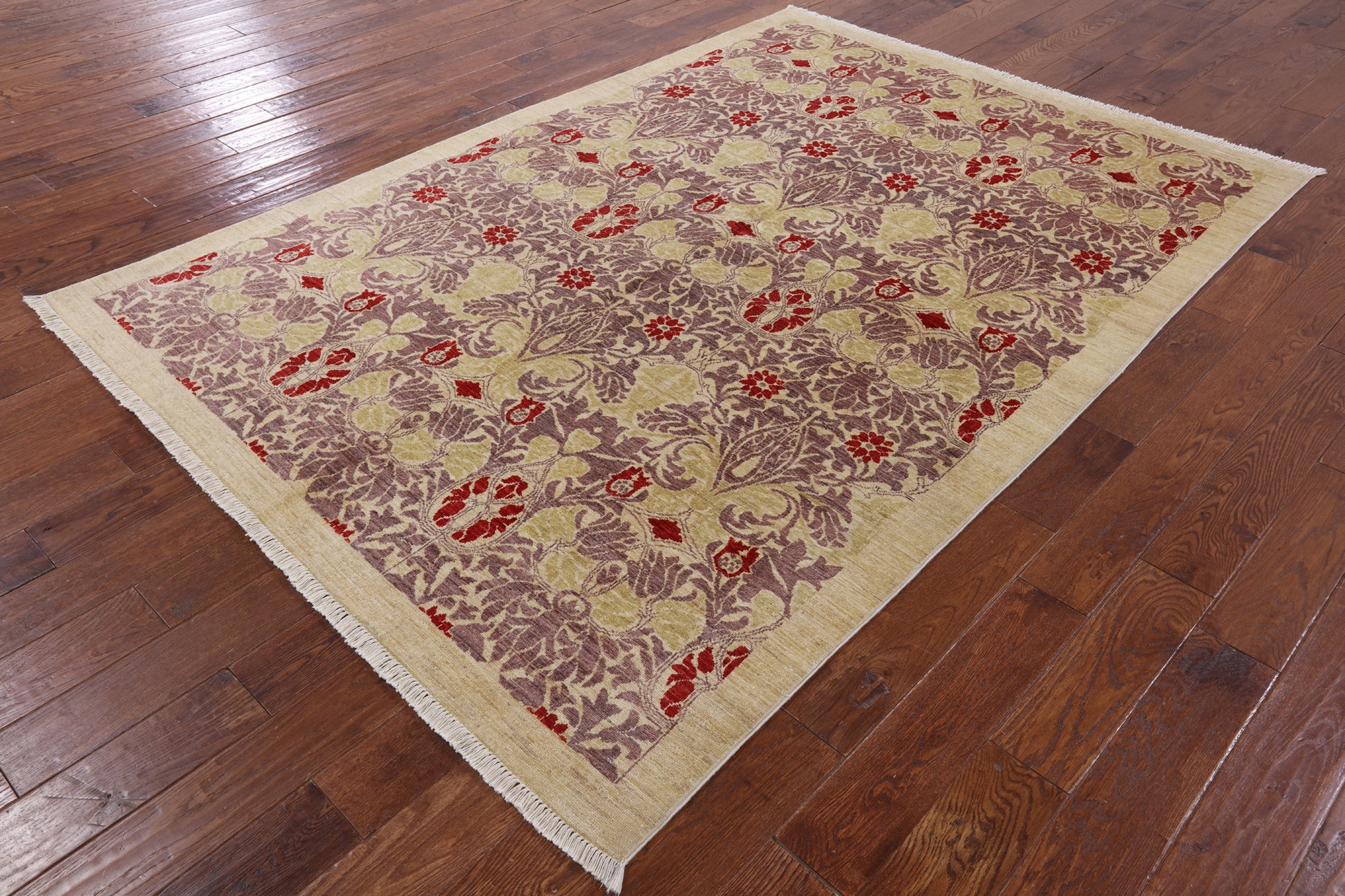 William Morris Handmade Wool Area Rug - 6' 1" X 8' 10" - Golden Nile