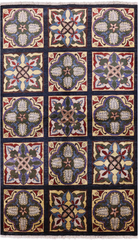 William Morris Stained Glass Handmade Wool Rug - 4' 10