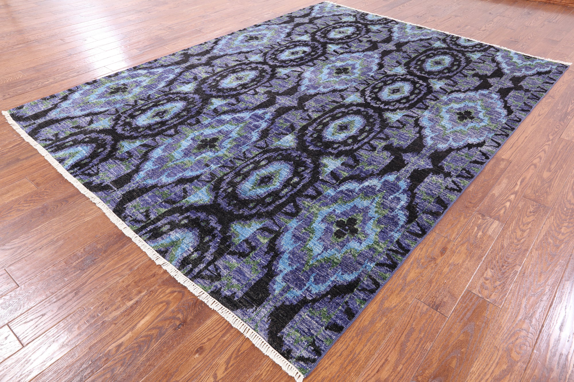 Ikat Handmade Wool Area Rug - 7' 10" X 10' 6" - Golden Nile