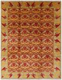 Red William Morris Hand Knotted Area Rug - 9' 2" X 11' 10" - Golden Nile
