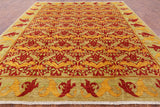 Red William Morris Hand Knotted Area Rug - 9' 2" X 11' 10" - Golden Nile