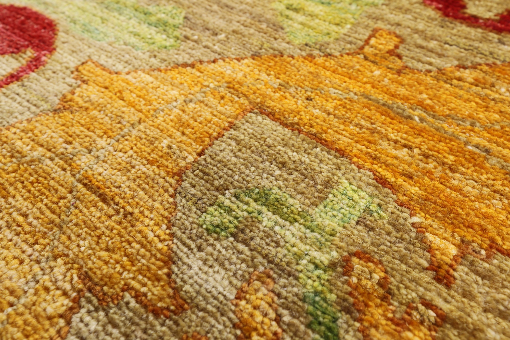 Red William Morris Hand Knotted Area Rug - 9' 2" X 11' 10" - Golden Nile