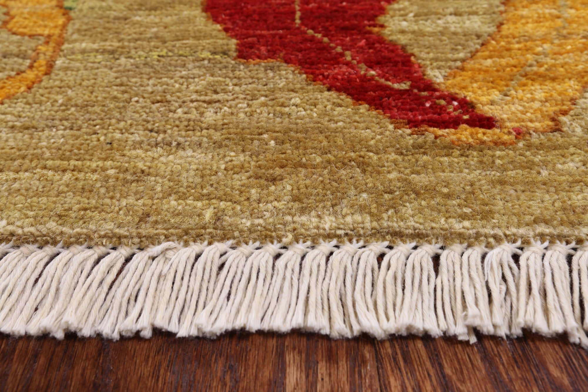 Red William Morris Hand Knotted Area Rug - 9' 2" X 11' 10" - Golden Nile