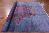 Purple William Morris Hand Knotted Wool Area Rug - 9' 2" X 12' 9" - Golden Nile