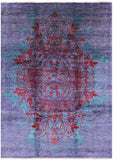 Purple William Morris Hand Knotted Wool Area Rug - 9' 2" X 12' 9" - Golden Nile