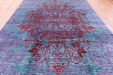 Purple William Morris Hand Knotted Wool Area Rug - 9' 2" X 12' 9" - Golden Nile