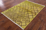 Gold Moroccan Hand Knotted Area Rug - 4' 2" X 5' 10" - Golden Nile
