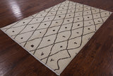 Ivory Tribal Moroccan Hand Knotted Area Rug - 6' 0" X 9' 1" - Golden Nile
