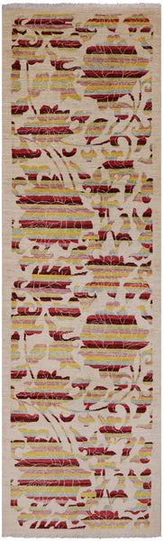 William Morris Rose Garden Handmade Wool Runner Rug - 3' 1" X 10' 0" - Golden Nile