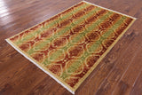 Ikat Hand Knotted Wool Area Rug - 4' 1" X 6' 1" - Golden Nile