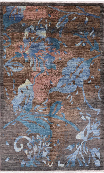 Modern Hand Knotted Wool Rug - 5' 2" X 8' 4" - Golden Nile