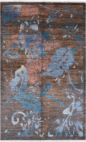 Modern Hand Knotted Wool Rug - 5' 2
