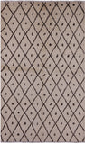Ivory Tribal Moroccan Hand Knotted Area Rug - 5' 0" X 8' 3" - Golden Nile