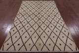 Ivory Tribal Moroccan Hand Knotted Area Rug - 5' 0" X 8' 3" - Golden Nile