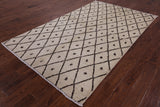 Ivory Tribal Moroccan Hand Knotted Area Rug - 5' 0" X 8' 3" - Golden Nile