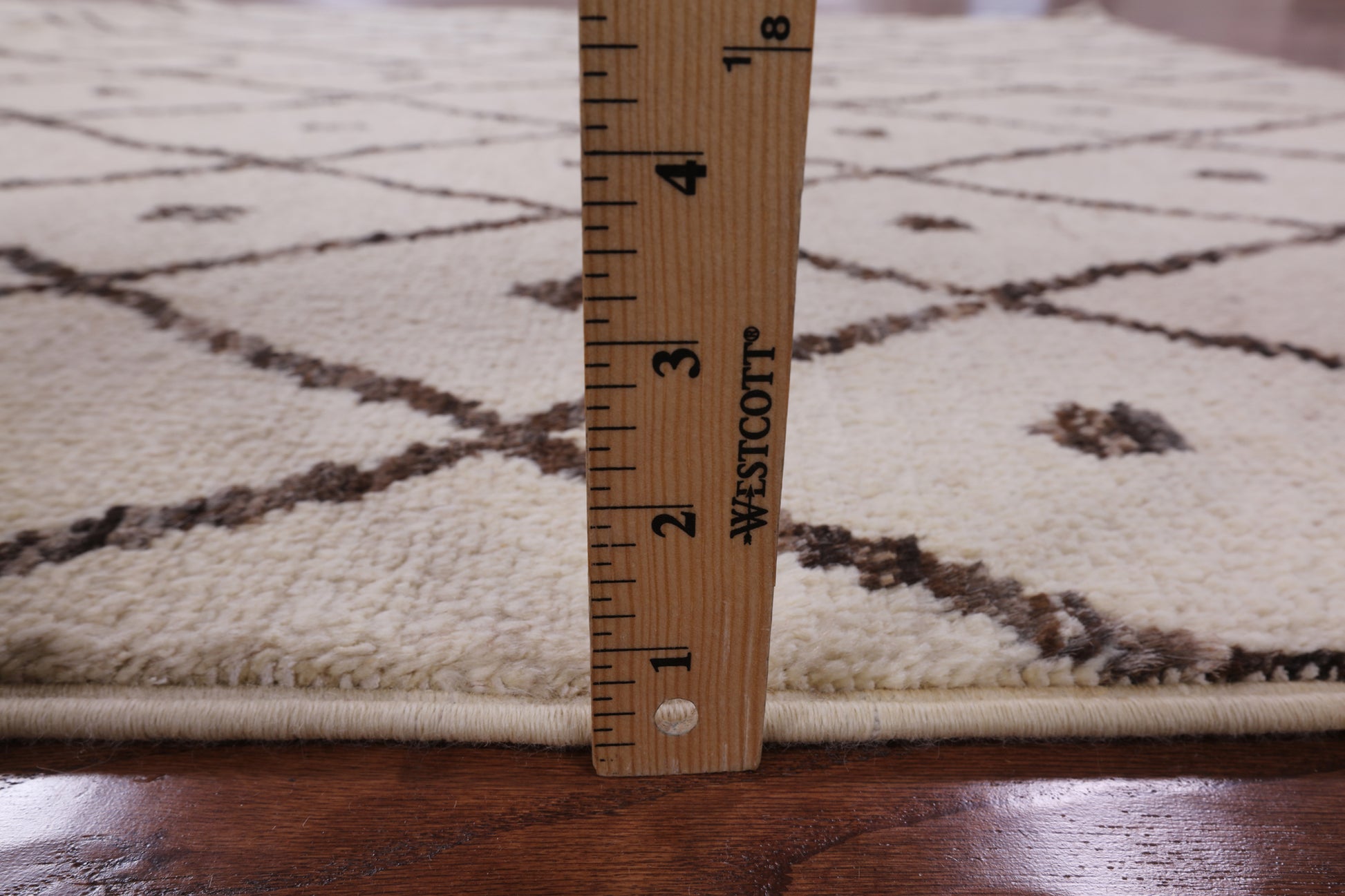 Ivory Tribal Moroccan Hand Knotted Area Rug - 5' 0" X 8' 3" - Golden Nile