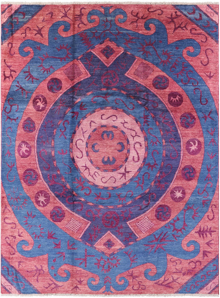 Ikat Hand Knotted Wool Area Rug - 10' 6" X 14' 1" - Golden Nile