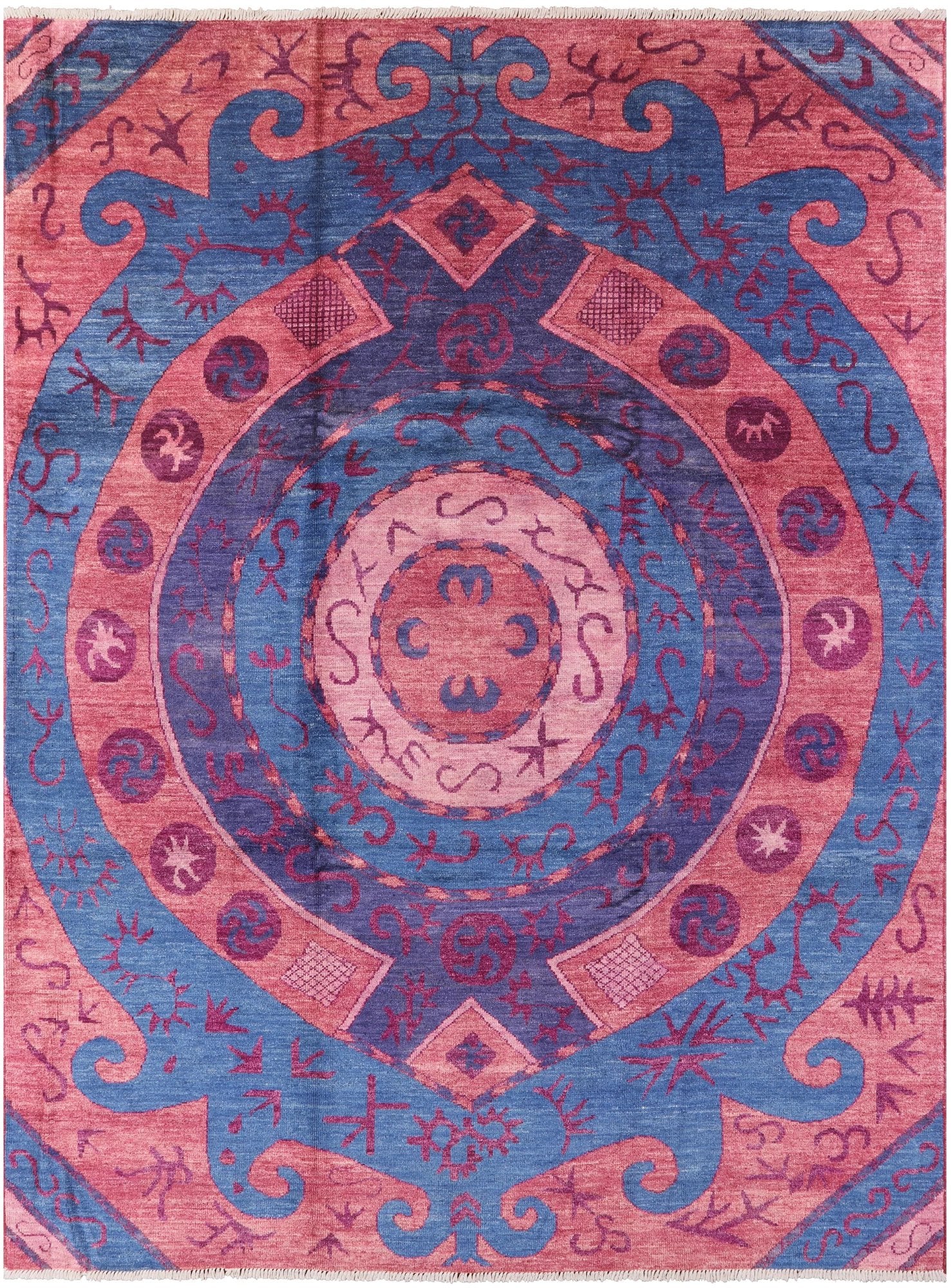 Ikat Hand Knotted Wool Area Rug - 10' 6" X 14' 1" - Golden Nile