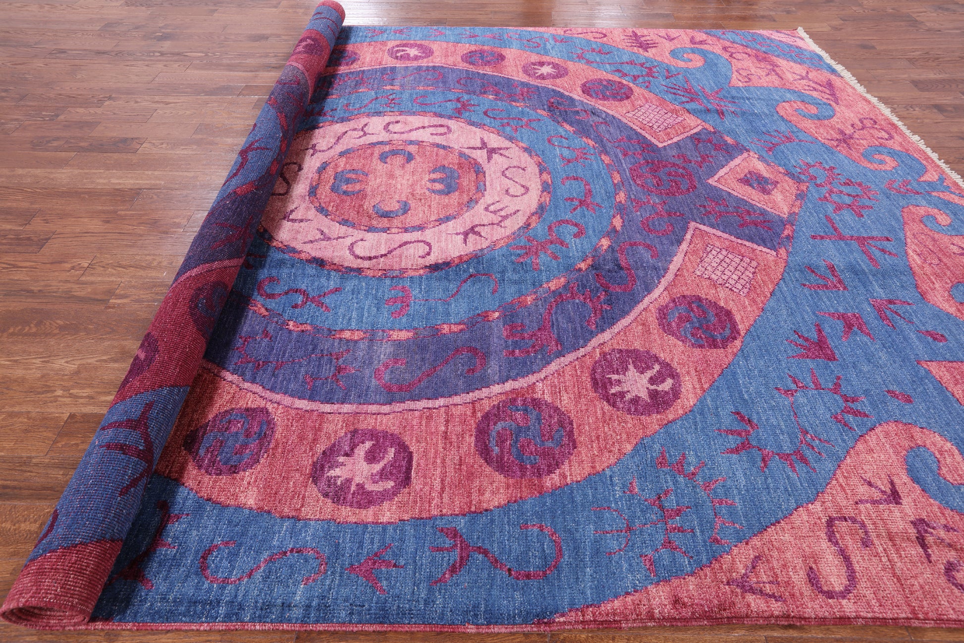 Ikat Hand Knotted Wool Area Rug - 10' 6" X 14' 1" - Golden Nile