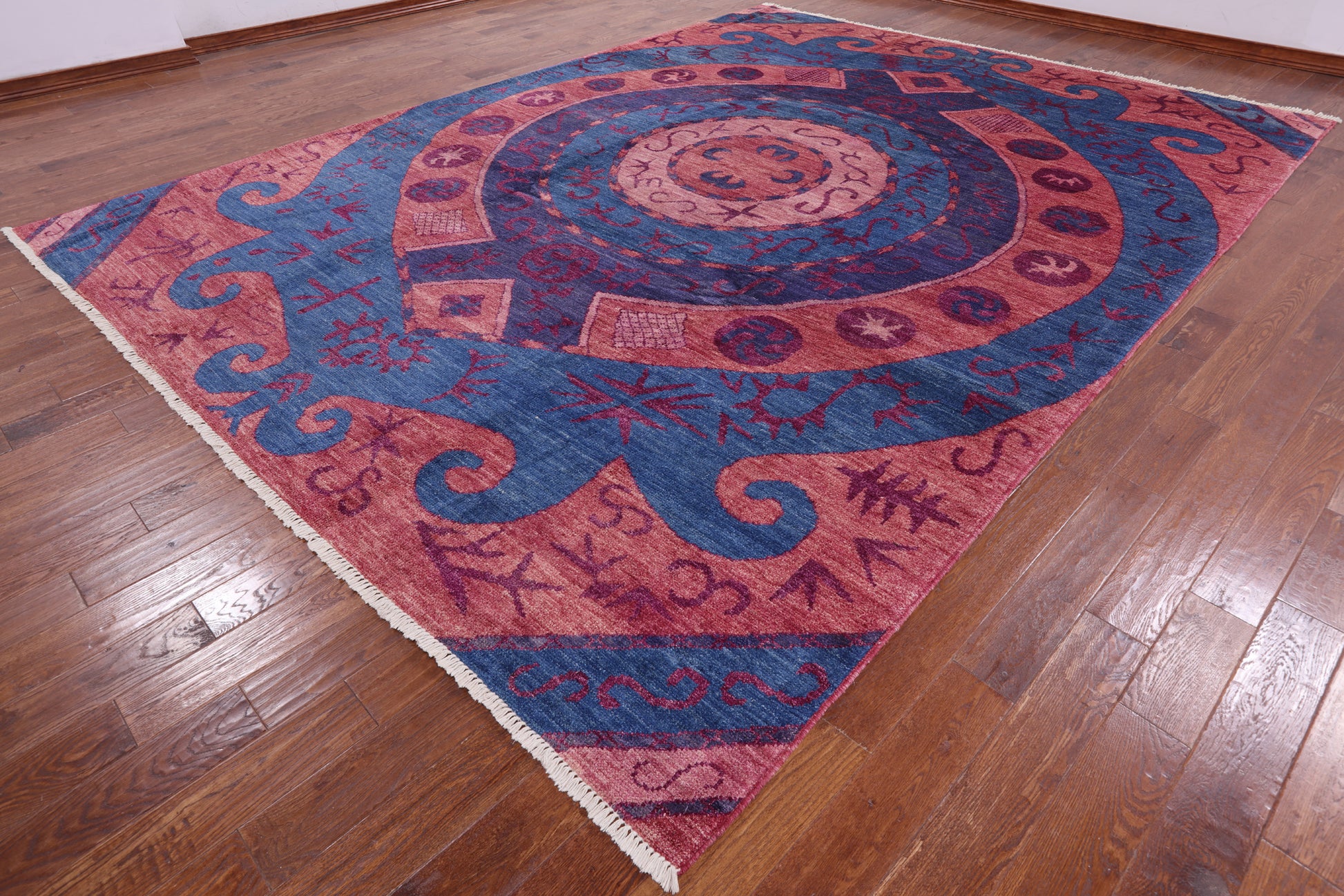 Ikat Hand Knotted Wool Area Rug - 10' 6" X 14' 1" - Golden Nile
