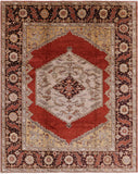 Red Geometric Persian Handmade Area Rug - 8' 1" X 9' 10" - Golden Nile