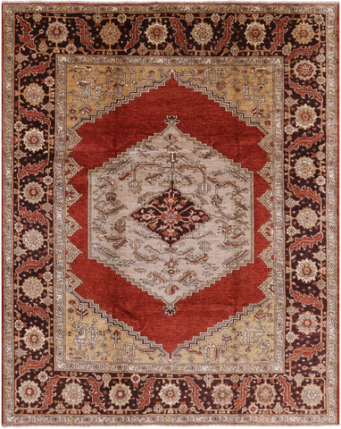 Red Geometric Persian Handmade Area Rug - 8' 1