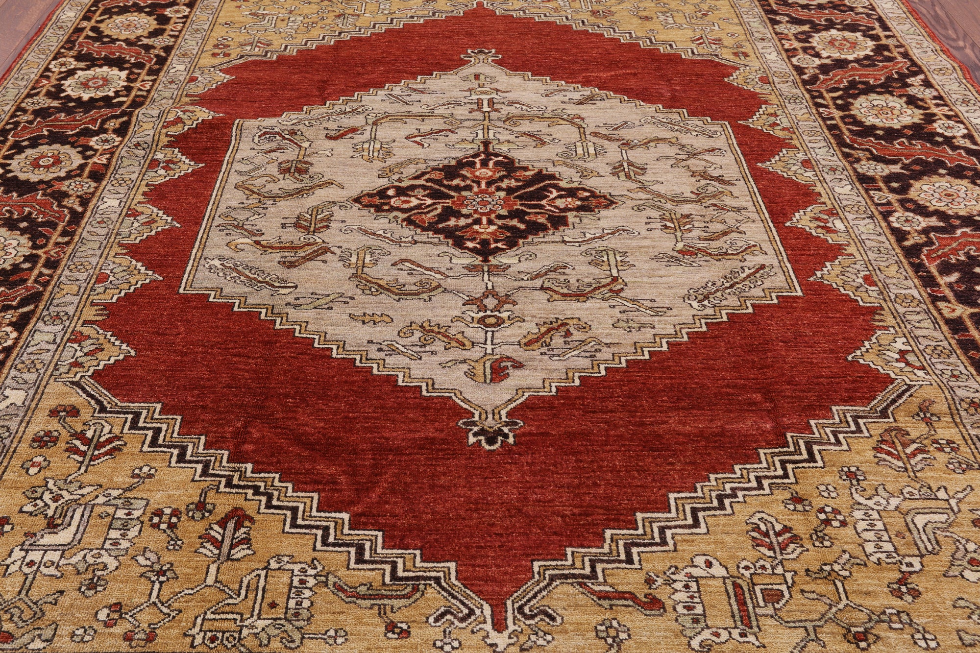 Red Geometric Persian Handmade Area Rug - 8' 1" X 9' 10" - Golden Nile