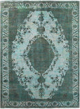 Green Persian Overdyed Hand Knotted Wool Rug - 9' 6" X 12' 10" - Golden Nile