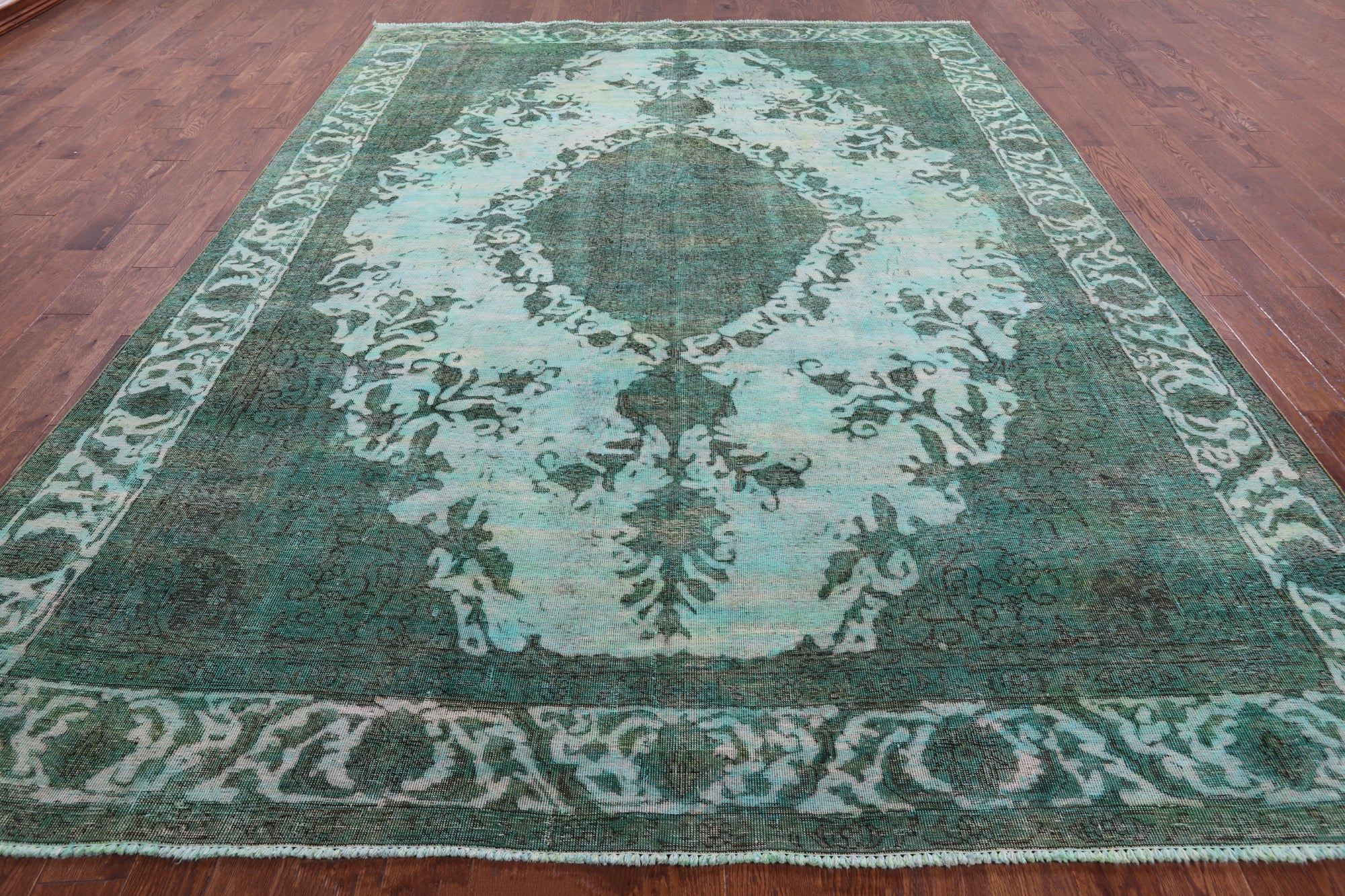 Green Persian Overdyed Hand Knotted Wool Rug - 9' 6" X 12' 10" - Golden Nile