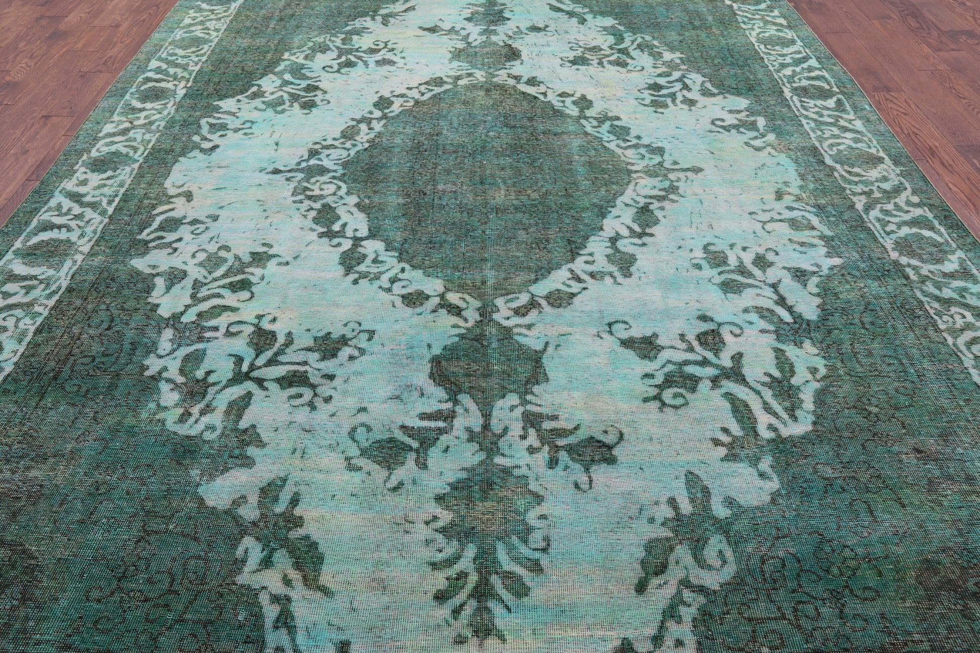 Green Persian Overdyed Hand Knotted Wool Rug - 9' 6" X 12' 10" - Golden Nile