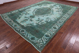 Green Persian Overdyed Hand Knotted Wool Rug - 9' 6" X 12' 10" - Golden Nile