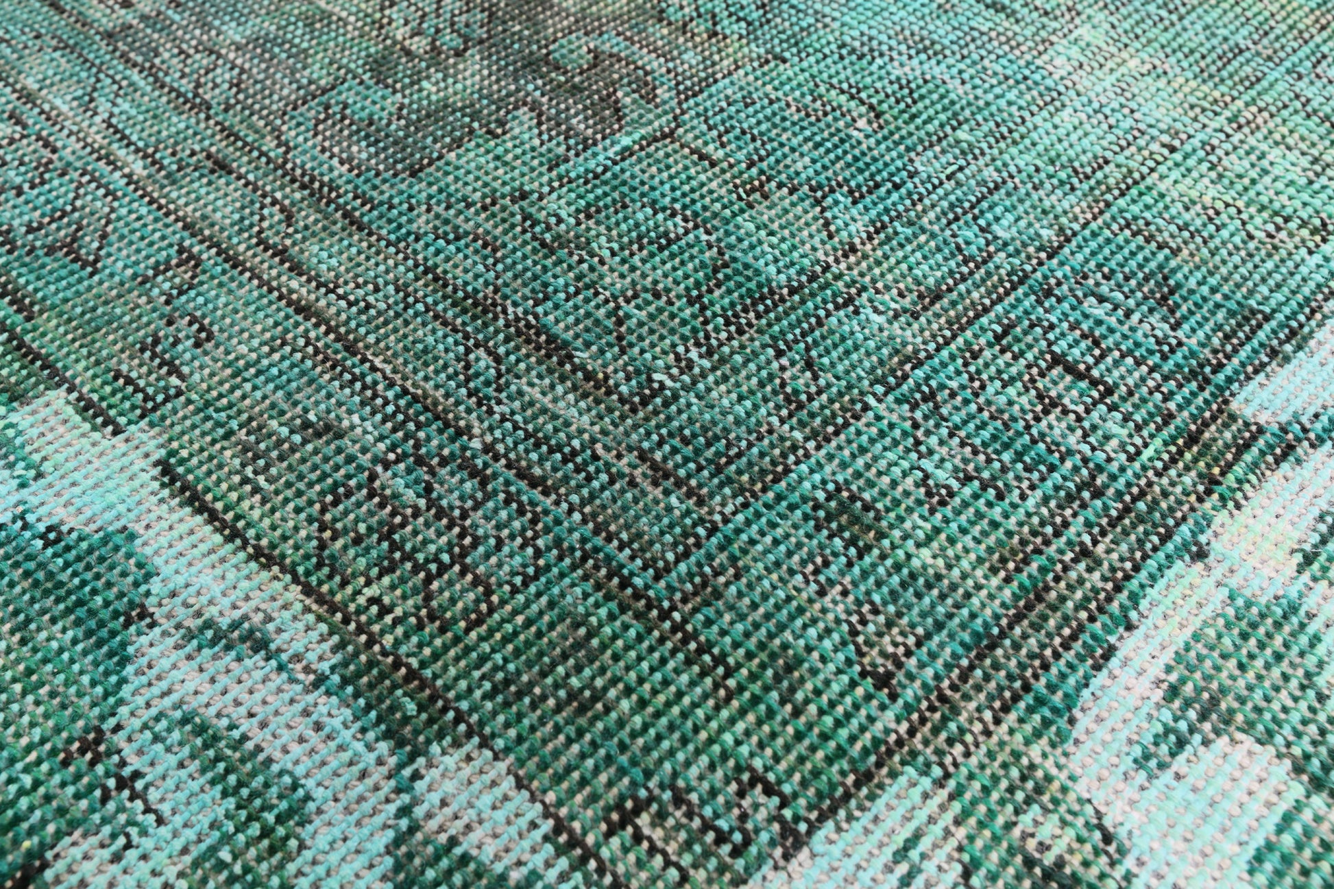 Green Persian Overdyed Hand Knotted Wool Rug - 9' 6" X 12' 10" - Golden Nile