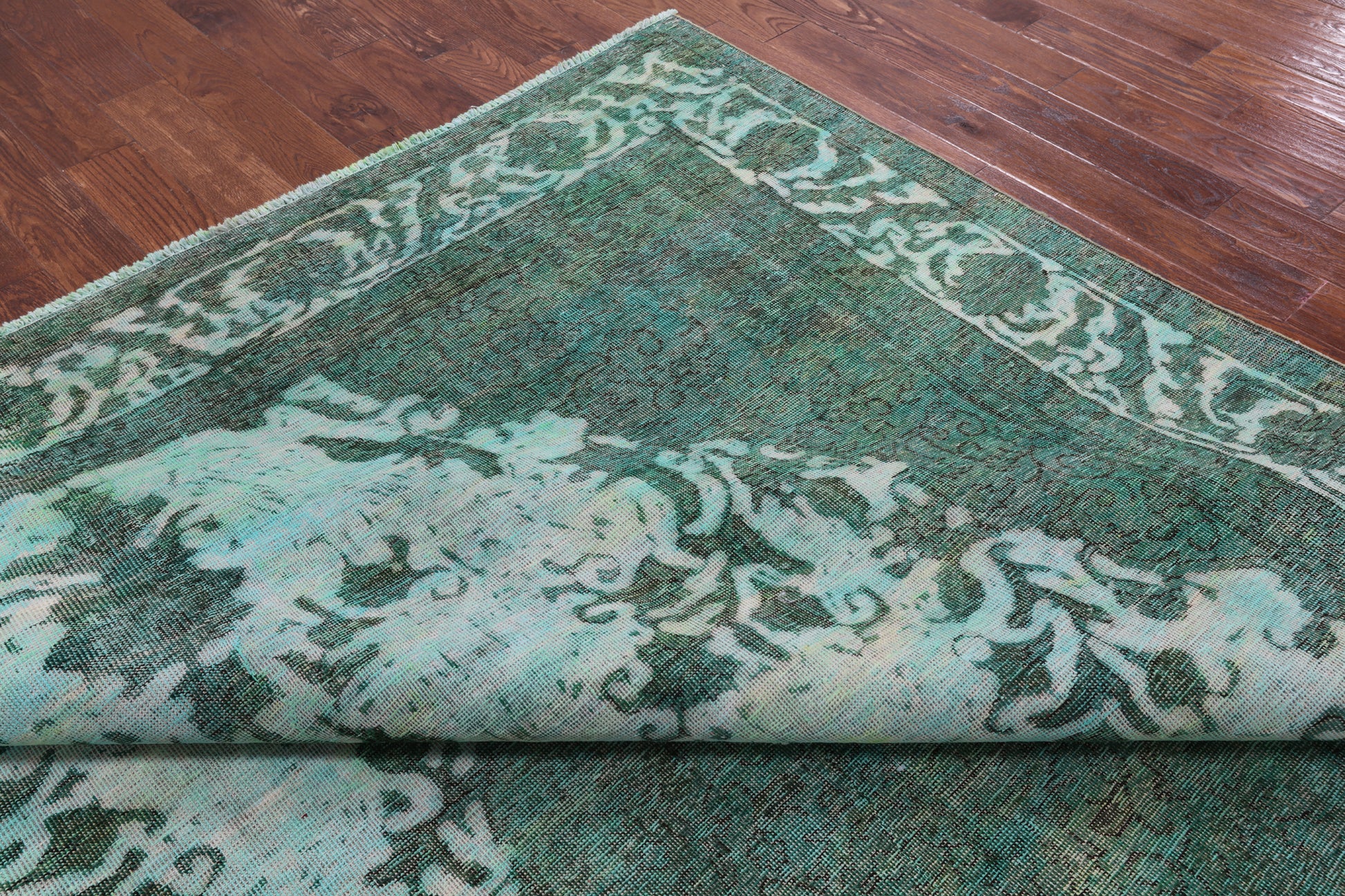 Green Persian Overdyed Hand Knotted Wool Rug - 9' 6" X 12' 10" - Golden Nile