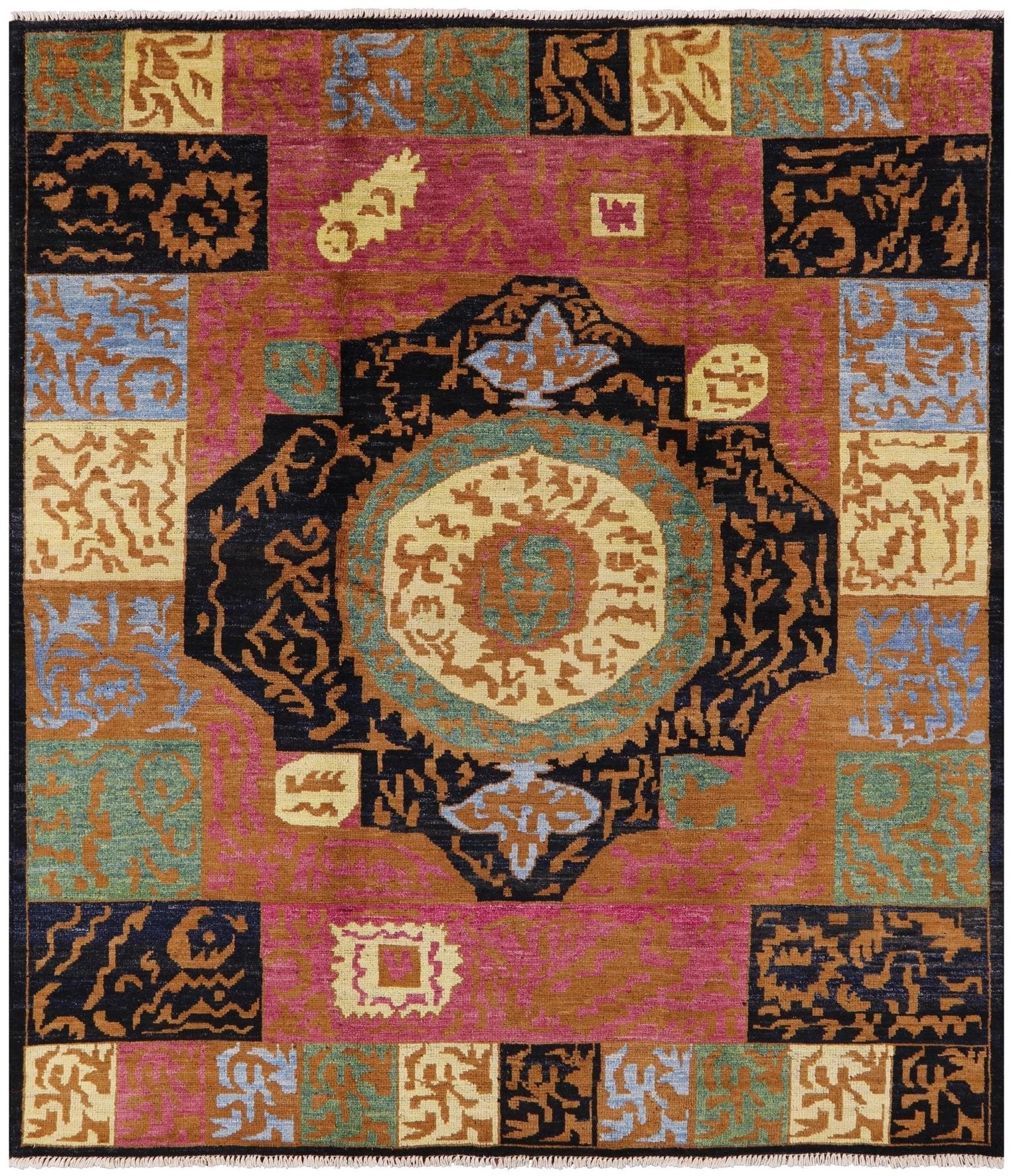 Persian Gabbeh Hand Knotted Wool Area Rug - 8' 4" X 9' 7" - Golden Nile