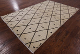 Ivory Tribal Moroccan Hand Knotted Wool Rug - 6' 0" X 9' 2" - Golden Nile