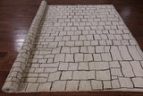 Ivory Tribal Moroccan Handmade Wool Rug - 8' 10" X 11' 9" - Golden Nile