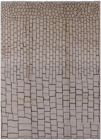 Ivory Tribal Moroccan Handmade Wool Rug - 8' 10