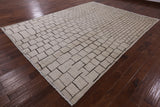 Ivory Tribal Moroccan Handmade Wool Rug - 8' 10" X 11' 9" - Golden Nile