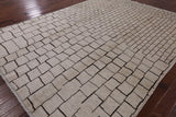 Ivory Tribal Moroccan Handmade Wool Rug - 8' 10" X 11' 9" - Golden Nile