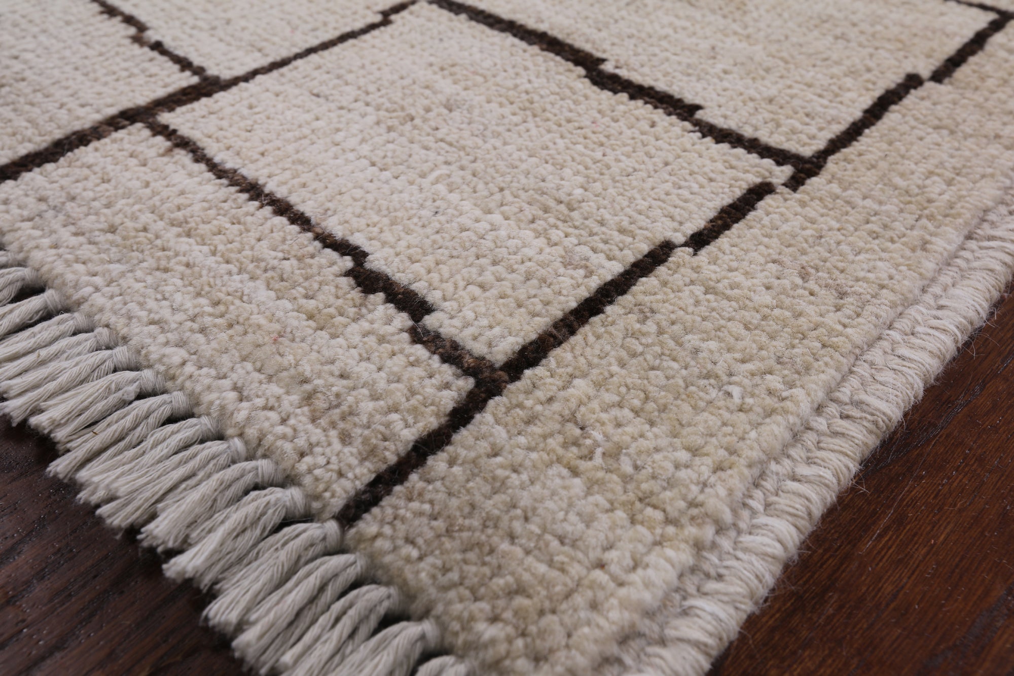 Ivory Tribal Moroccan Handmade Wool Rug - 8' 10" X 11' 9" - Golden Nile