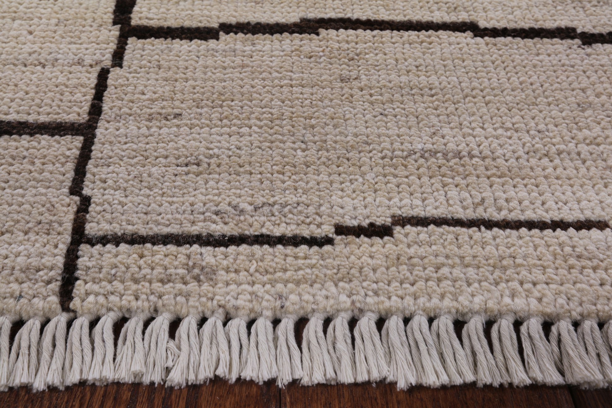 Ivory Tribal Moroccan Handmade Wool Rug - 8' 10" X 11' 9" - Golden Nile