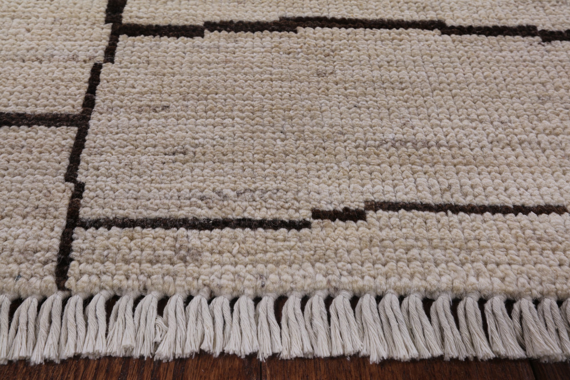 Ivory Tribal Moroccan Handmade Wool Rug - 8' 10" X 11' 9" - Golden Nile