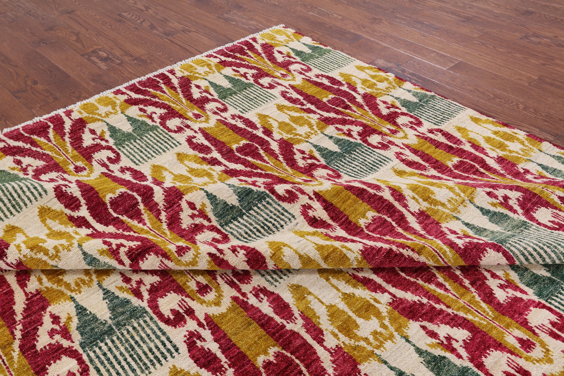 Ikat Handmade Wool Area Rug - 8' 10" X 12' 2" - Golden Nile