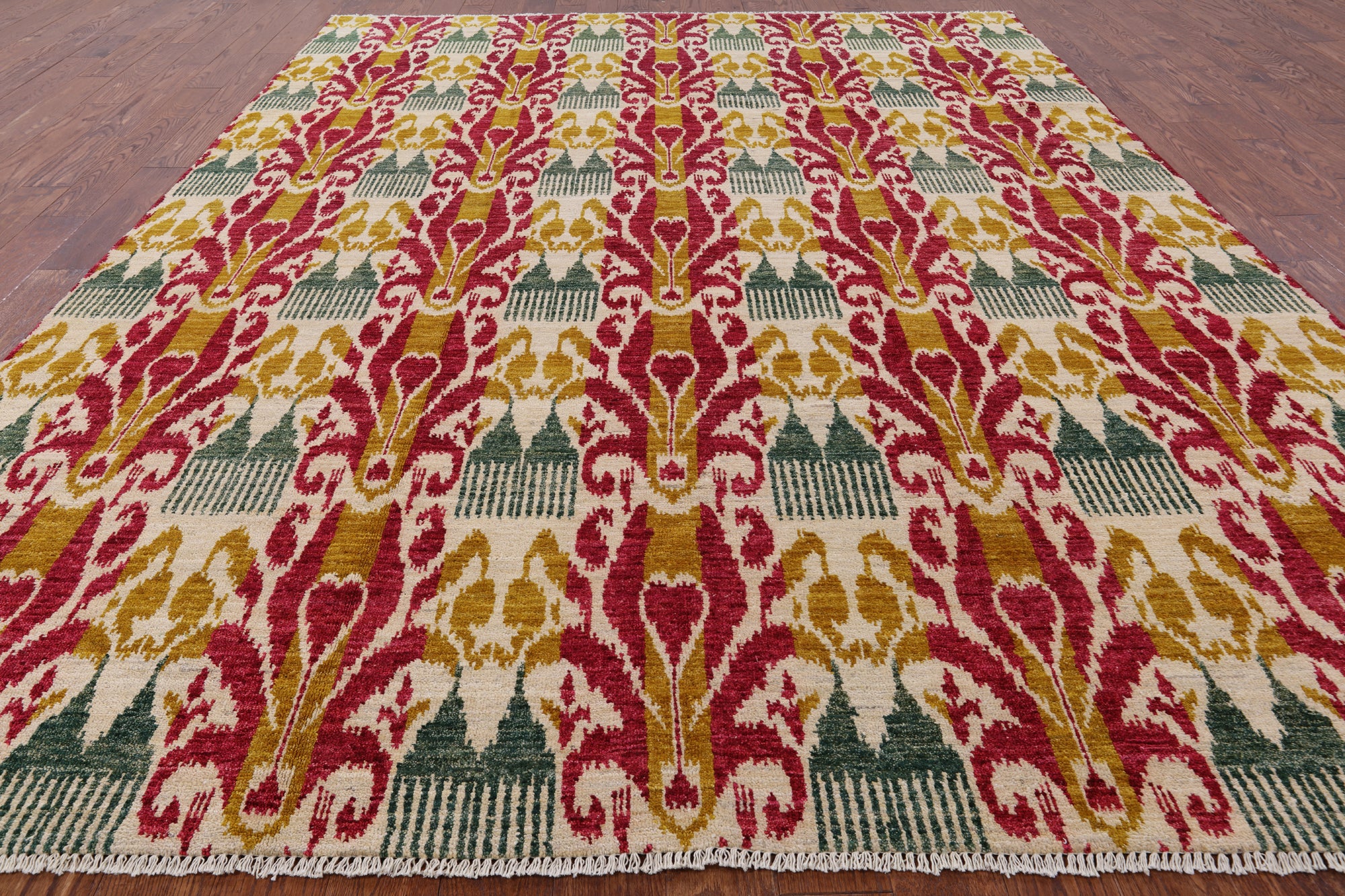 Ikat Handmade Wool Area Rug - 8' 10" X 12' 2" - Golden Nile